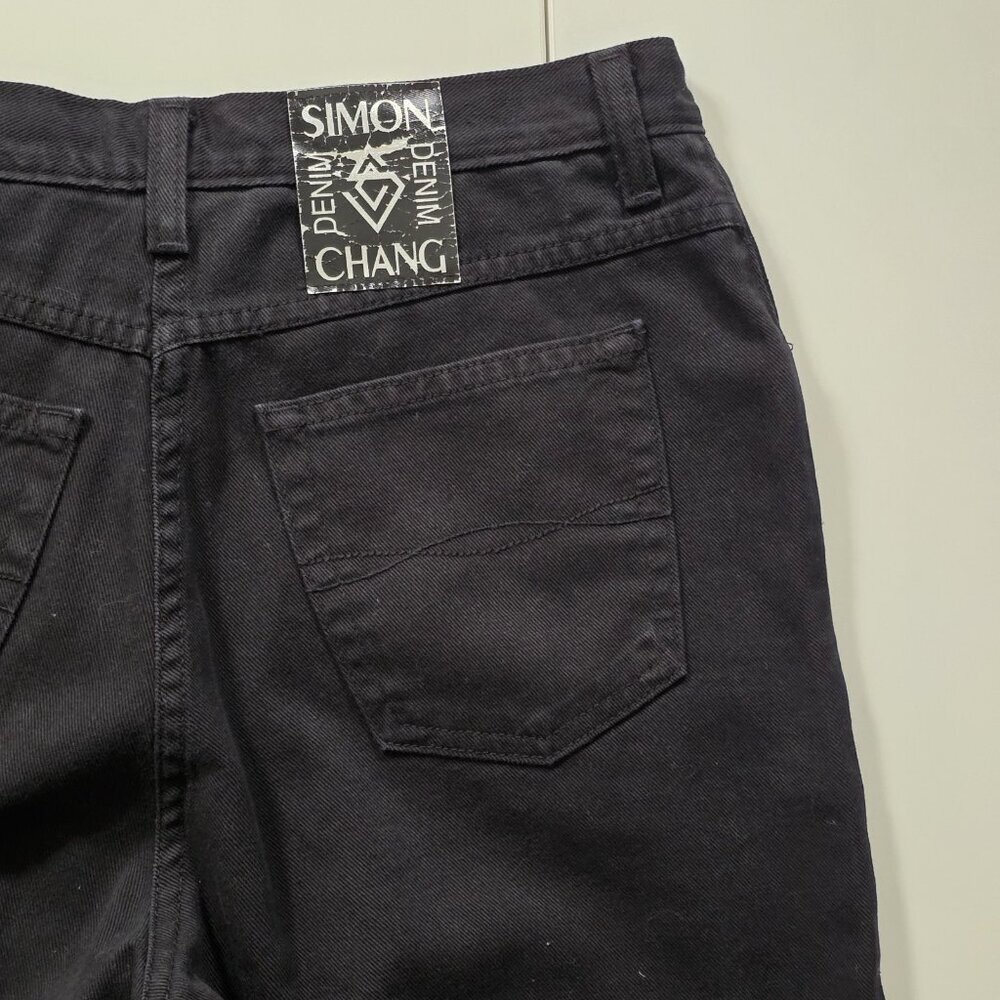 Simon Chang Jeans Women 14 Black High Rise Cotton Denim Canada Made Straight Leg - Picture 15 of 16